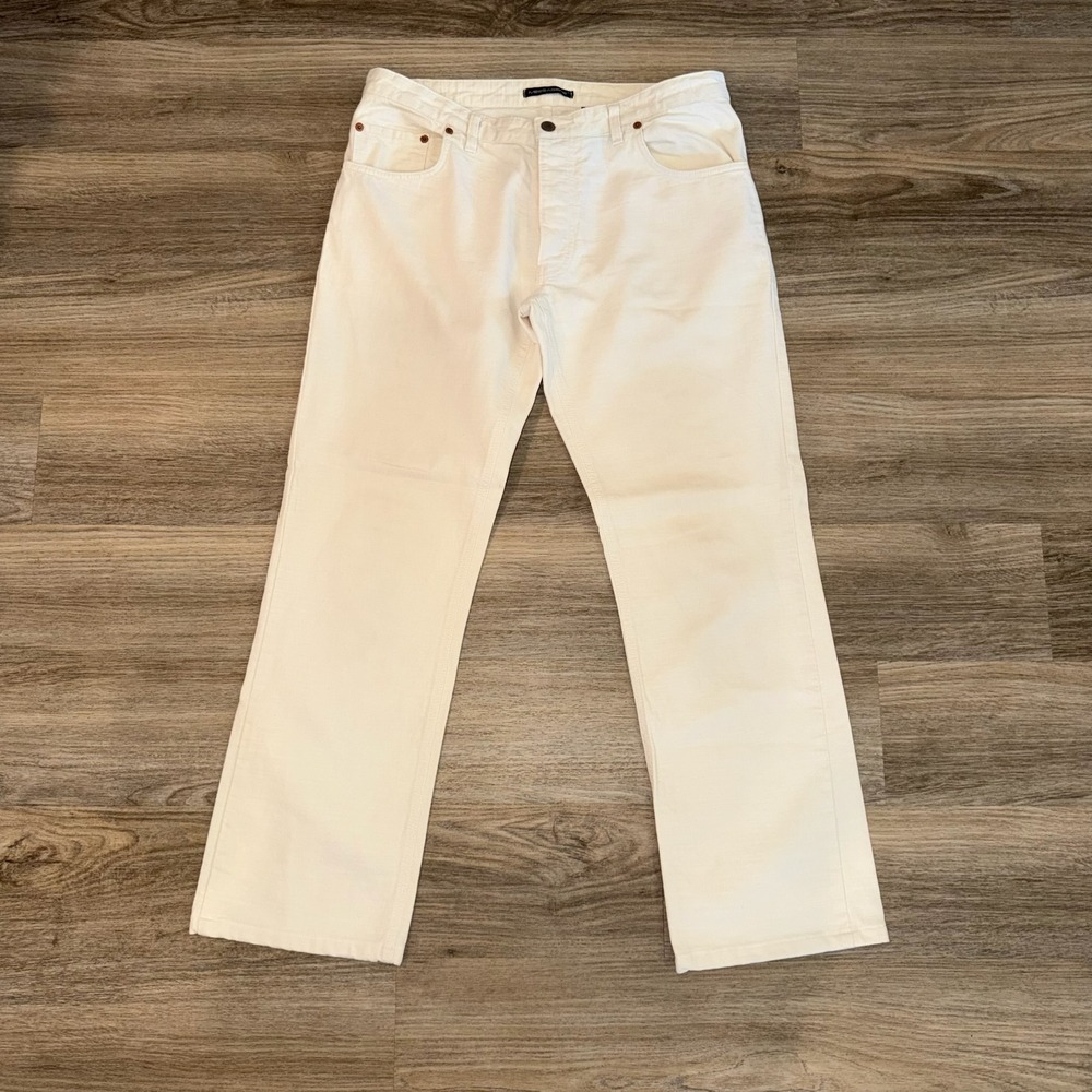 Messagerie White Straight Leg Jeans Womens 4‎ Cream Denim Pants